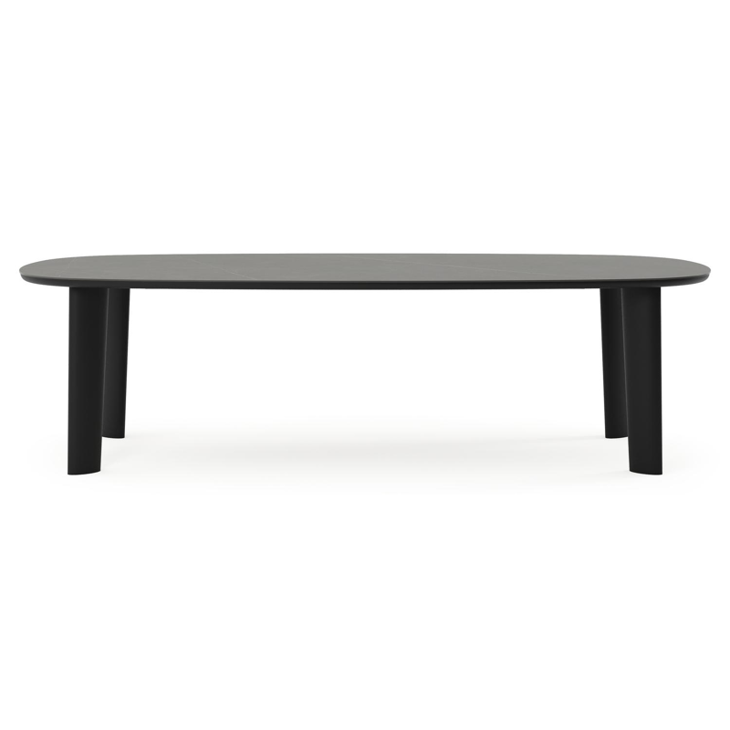 Table de jardin Amico bombo en aluminium noir et céramique pleine Calatorao - Lg. 270 x Lrg. 125 x Haut. 73.5 cm