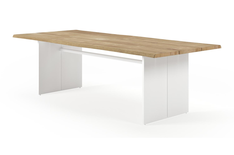 Portofino tuintafel in wit aluminium en teak - L 240 x B 107 x H 74,5 cm