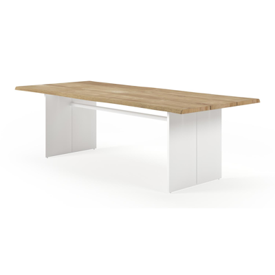 Portofino tuintafel in wit aluminium en teak - L 240 x B 107 x H 74,5 cm
