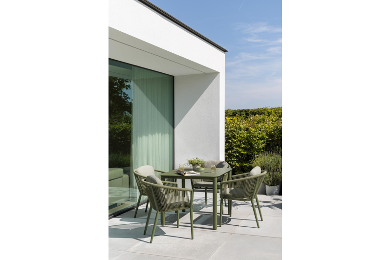 Table de jardin Orso carré arrondi en aluminium vert - Lg. 90 x Lrg. 90 x Haut. 75 cm
