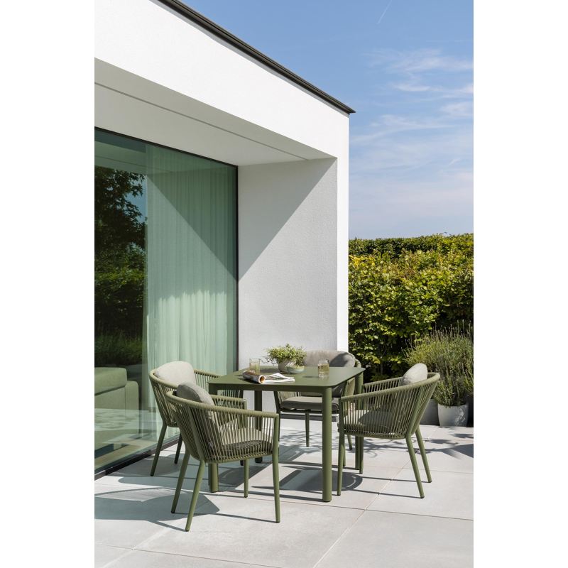 Orso tuintafel afgerond vierkant in groen aluminium - L 90 x B 90 x H 75 cm