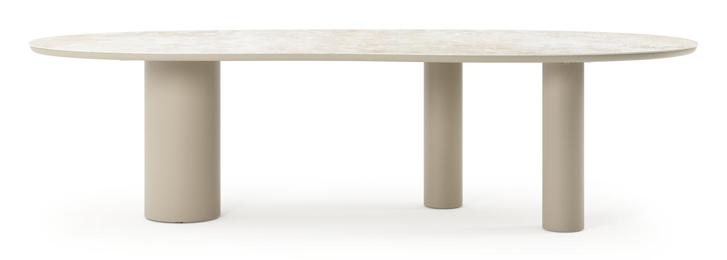 Table de jardin Organo organique en aluminium beige et céramique pleine Rapolano Lg. 280 x Lrg. 120 cm