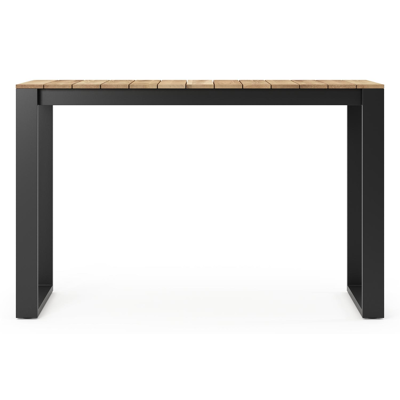 Table de bar Verato en aluminium noir et teck - Lg 170 x Larg. 70 x H 106 cm