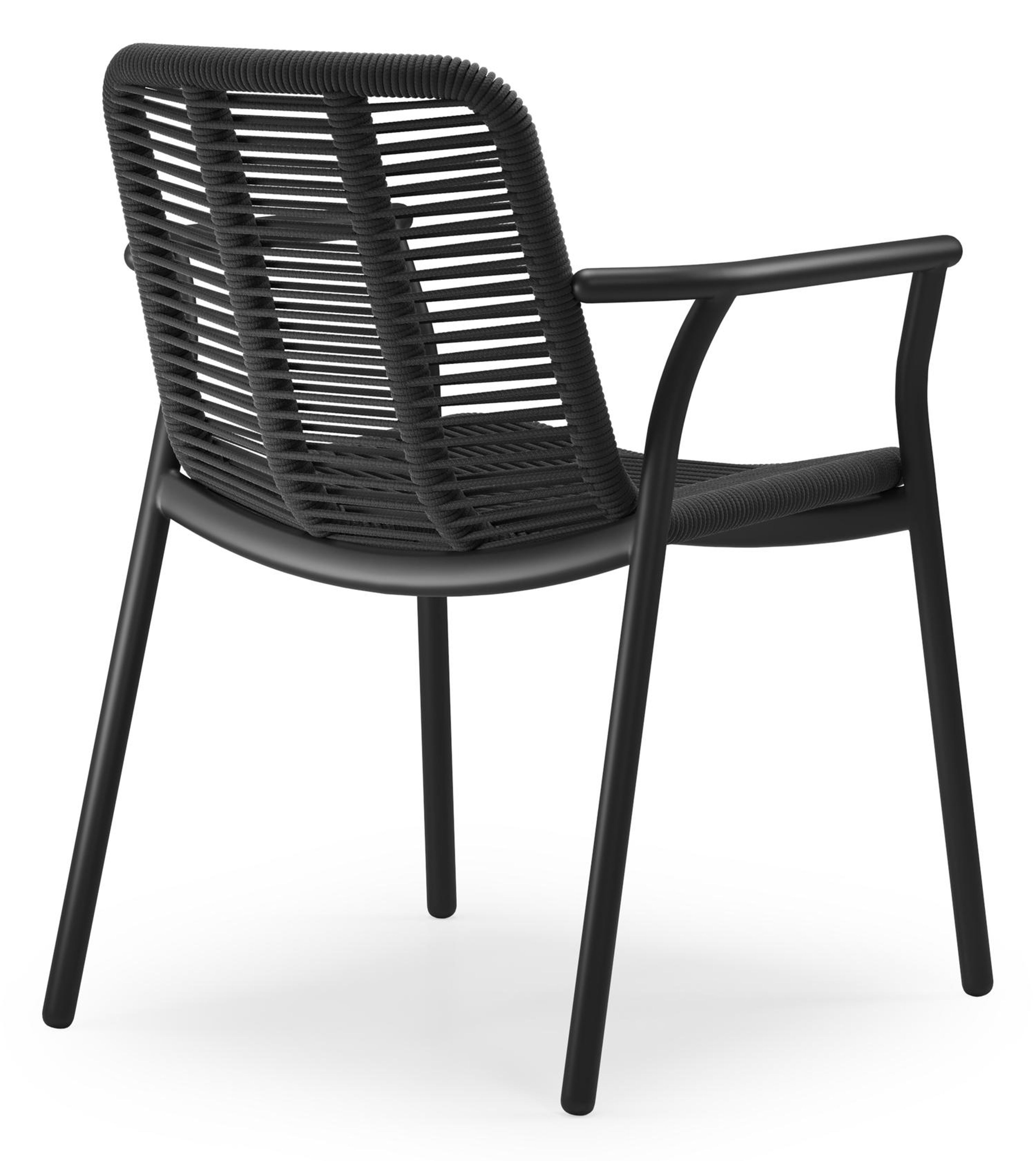 Ensemble de jardin Mosa en aluminium noir et sintered stone notte minerale avec 8 chaises de jardin empilable Berga