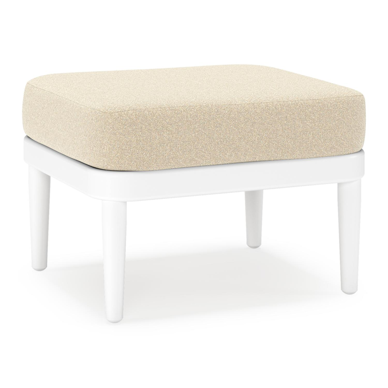 Pouf Orso en aluminium blanc et coussins en all weather solica Soul Papyrus