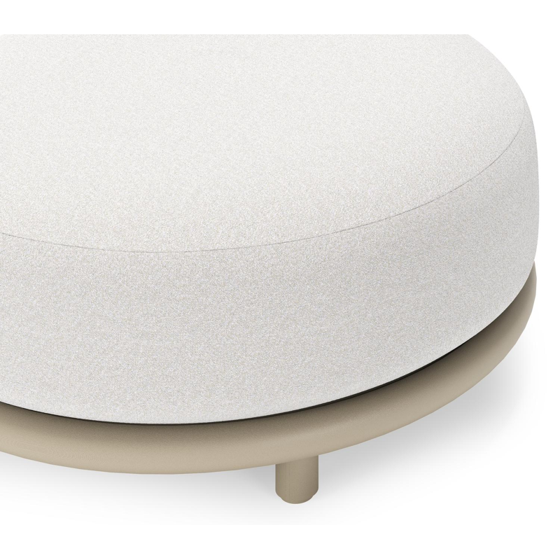 Pouf Lomano en aluminium beige et corde luxe plate tissÃ©e verticalement beige et coussins en all weather solica Soul Optik