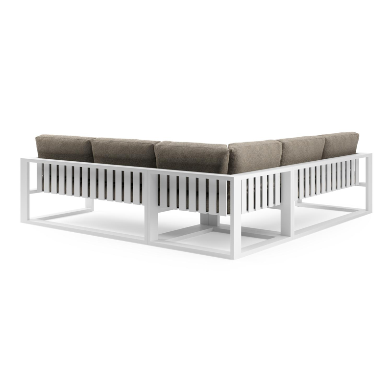 Salon de jardin d'angle Verato en aluminium blanc et coussins en all weather cosytica madagascar burch