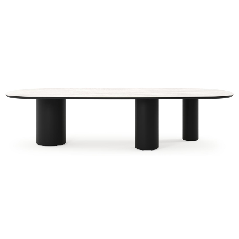 Table de jardin Amico bombo xl en aluminium noir et céramique pleine Taj Mahal - Lg. 320 x Lrg. 148 x Haut. 73.5 cm