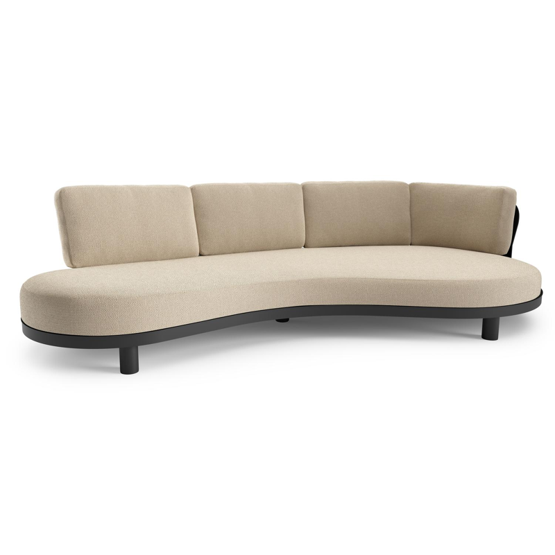 Donato loungebank in zwart aluminium met althea chalk all weather cosytica kussen