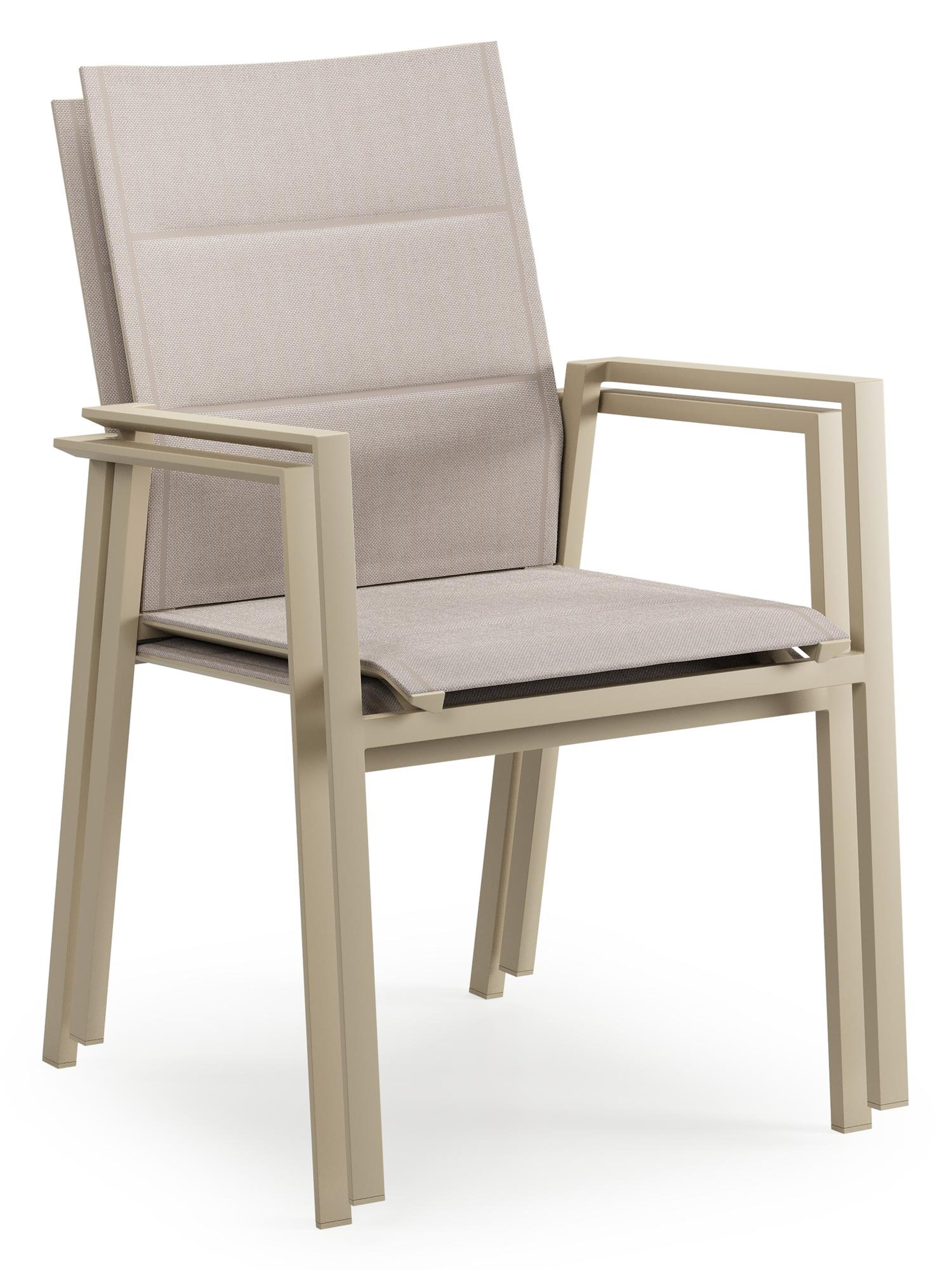 Cirello stapelbare tuinstoel in beige aluminium en beige dubbele comfort textilene