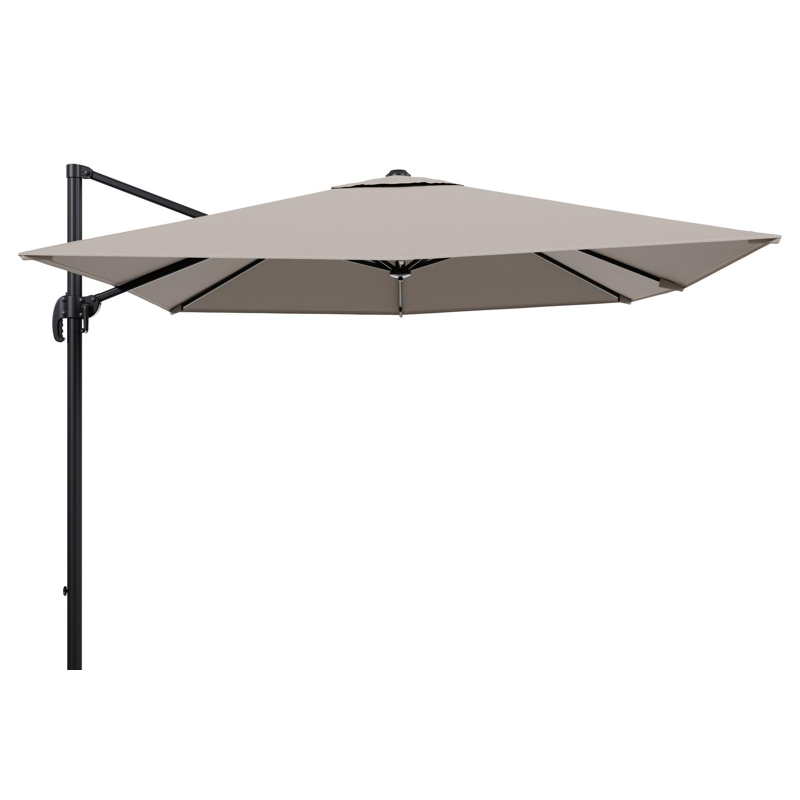 Calpe zweefparasol in zwart aluminium met beige weather+ softtouch parasoldoek - L1 270 x L2 270 cm (zonder voet)