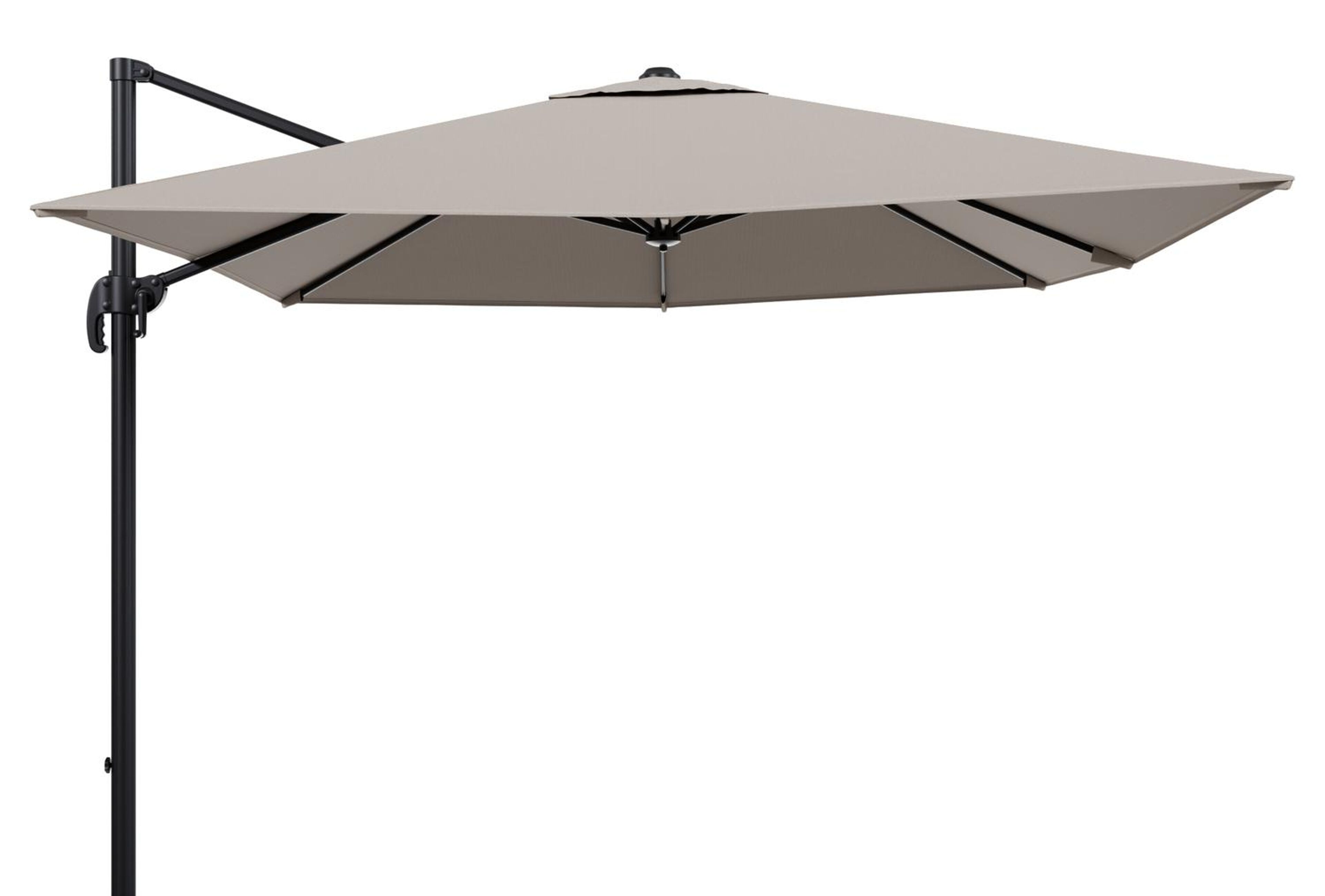Calpe zweefparasol in zwart aluminium met beige weather+ softtouch parasoldoek - L1 270 x L2 270 cm (zonder voet)