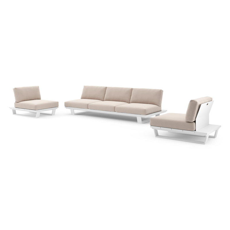 Pagino loungeset in wit aluminium met wander pilat all weather sunbrella® luxe kussen