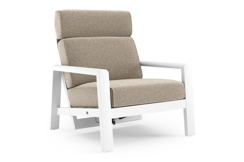 Cosenzo loungestoel in wit aluminium met chartres pewter all weather sunbrella® luxe kussen