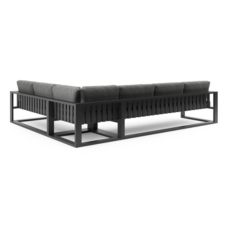 Salon de jardin d'angle Verato en aluminium noir et coussins en all weather cosytica catania black