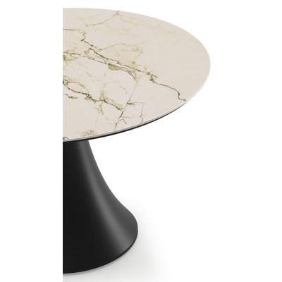 Fano low dining loungetafel in zwart aluminium en volkeramiek colorado dunes - Dia. 85 x H 55 cm