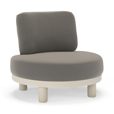Fauteuil de jardin Donato en aluminium beige et coussins en all weather sunbrella® luxe Natte Dark Taupe