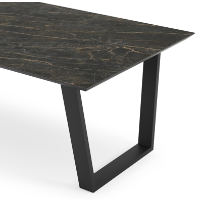 Pagino tuintafel in zwart aluminium en volkeramiek black obsession - L 240 x B 100 x H 74,5 cm
