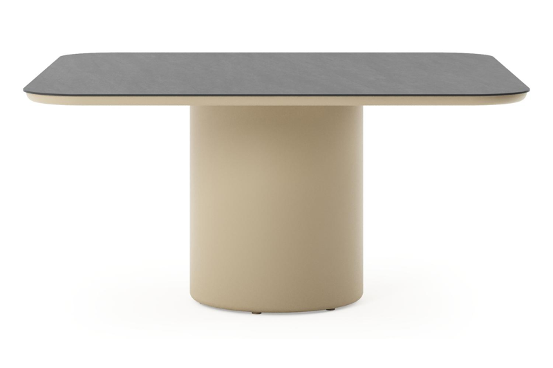 Amico tuintafel afgerond vierkant in beige aluminium en volkeramiek Basalt Black - L 148 x B 148 x H 73.5 cm