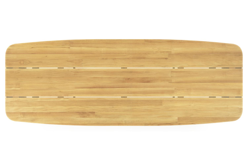 Pagino tuintafel bootvorm in aluminium en teak - L 315 x B 115 x H 73 cm