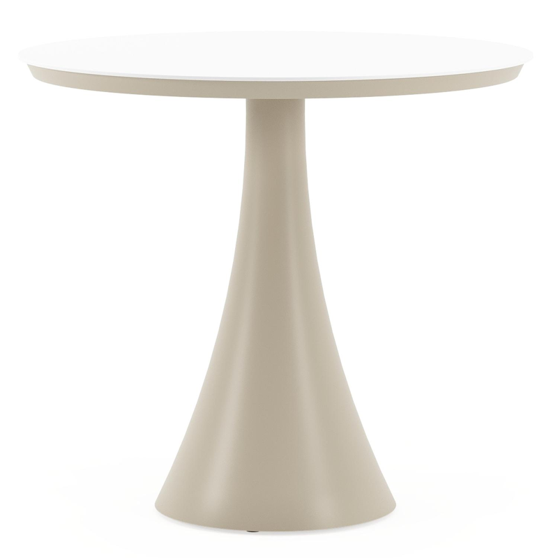 Fano tuintafel rond in beige aluminium en volkeramiek Arctic White - Dia. 85 x H 75 cm