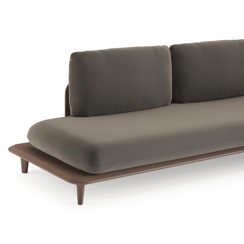 Bomero loungehoek in taupe aluminium met natte carbon beige all weather sunbrella® luxe kussen