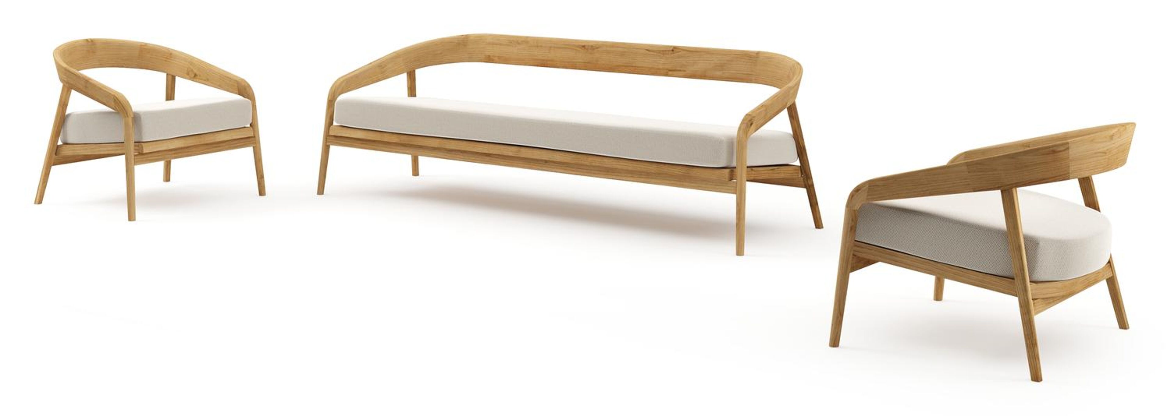 Salon de jardin Lacrima en teck et coussin en all weather Sunbrella® luxe lopi marble