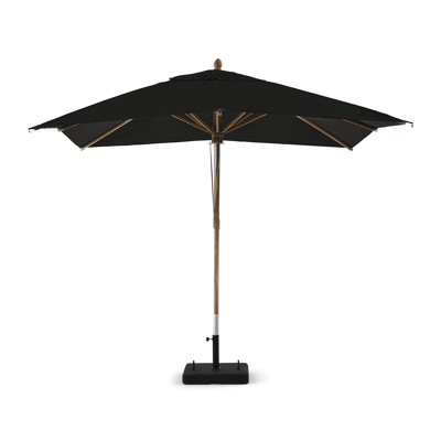 Pescara staanparasol met tiltfunctie in teak met zwart polyester parasoldoek - L1: 300 x L2: 300 cm (met voet)
