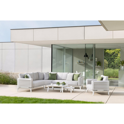 Mosa loungetafel in wit aluminium - L 64 x B 64 x H 21 cm