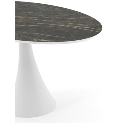 Fano tuintafel ovaal in wit aluminium en volkeramiek Black Obsession - L 140 x B 80 x H 74.5 cm