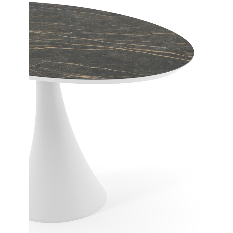 Fano tuintafel ovaal in wit aluminium en volkeramiek Black Obsession - L 140 x B 80 x H 74.5 cm