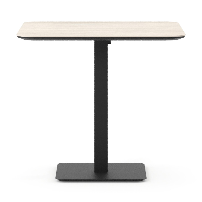 Table de jardin Fano inclinable carré arrondi en aluminium noir et céramique pleine Travertino Bianco - Lg. 80 x Lrg. 80 x Haut. 72.5 cm