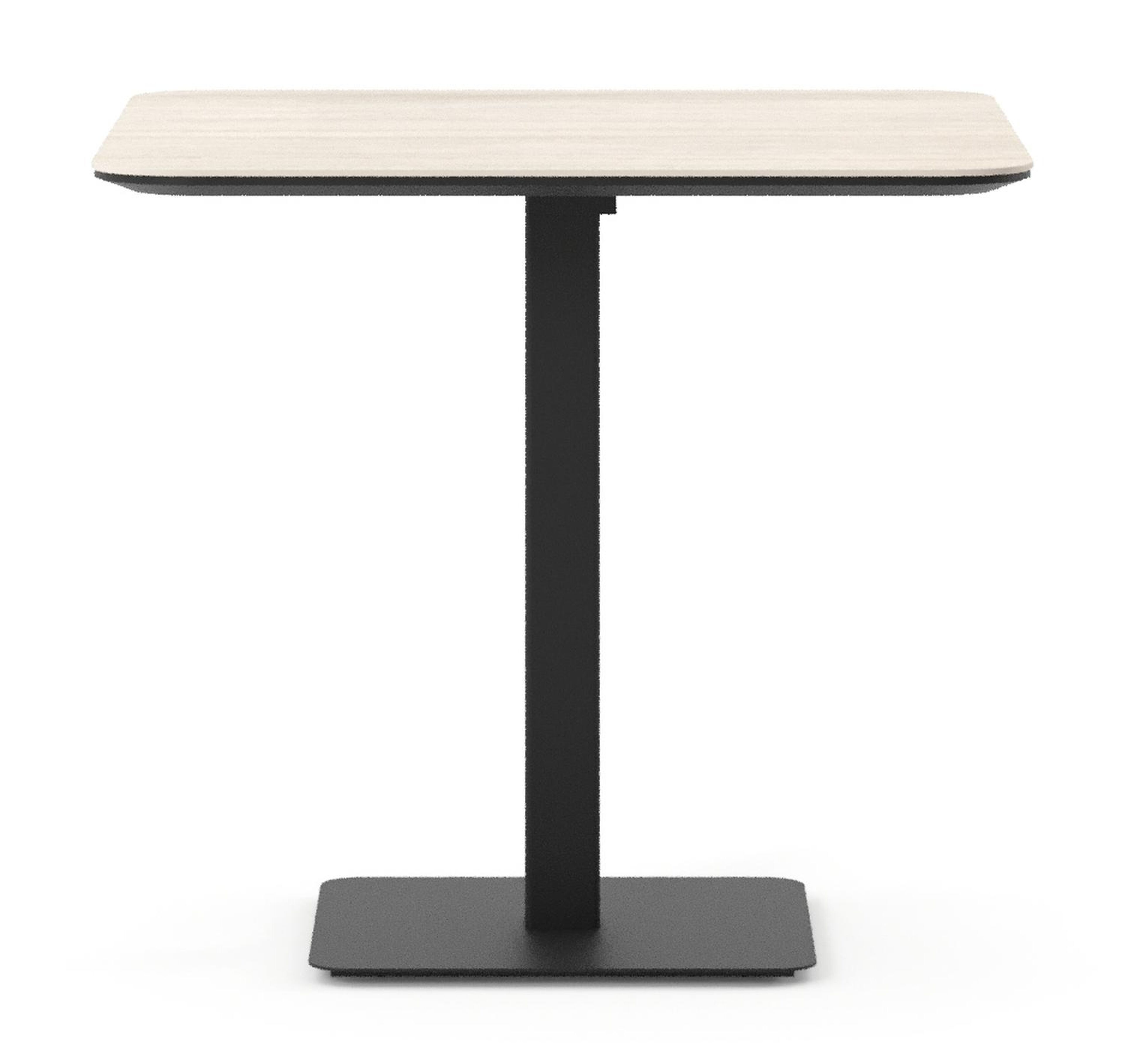 Table de jardin Fano inclinable carré arrondi en aluminium noir et céramique pleine Travertino Bianco - Lg. 80 x Lrg. 80 x Haut. 72.5 cm