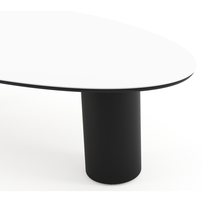 Amico tuintafel ovaal in zwart aluminium en volkeramiek Arctic White - L 260 x B 125 x H 73.5 cm