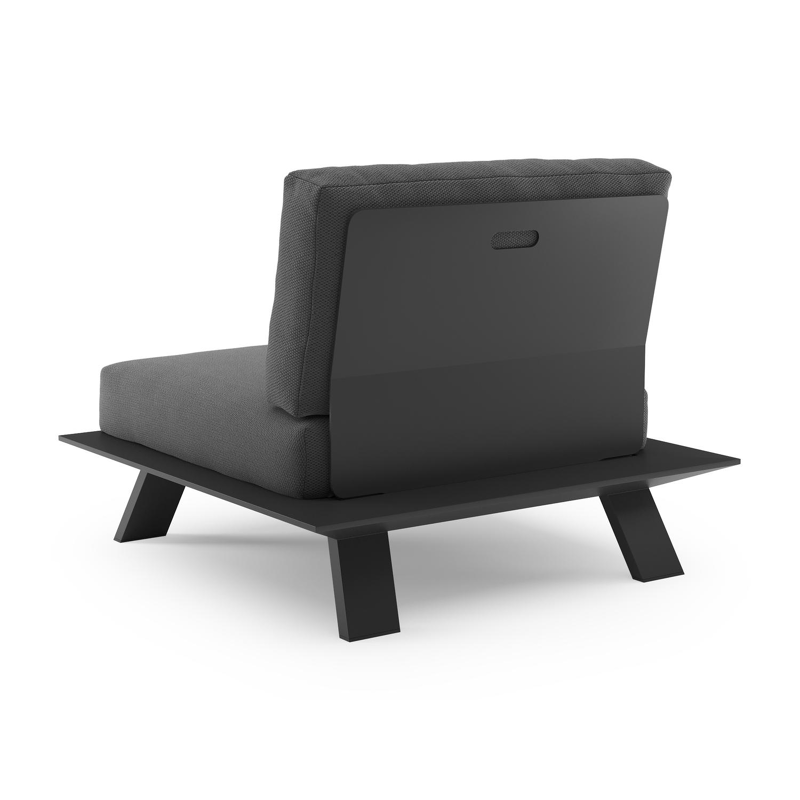 Cesano loungestoel in zwart aluminium met lopi shadow all weather Sunbrella® luxe kussen