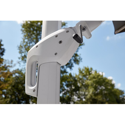 Minore zweefparasol met tiltfunctie in wit aluminium met natte charcoal chine all weather sunbrella® luxe parasoldoek - L1: x L2: 350 cm (met voet)