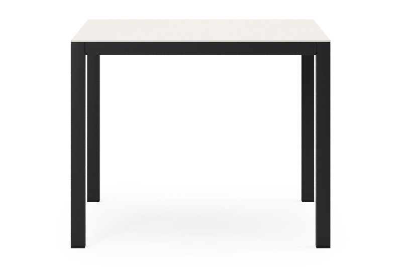 Feltro vierkante tuinset in zwart aluminium en sintered stone crema minerale met 4 Matera tuinstoelen