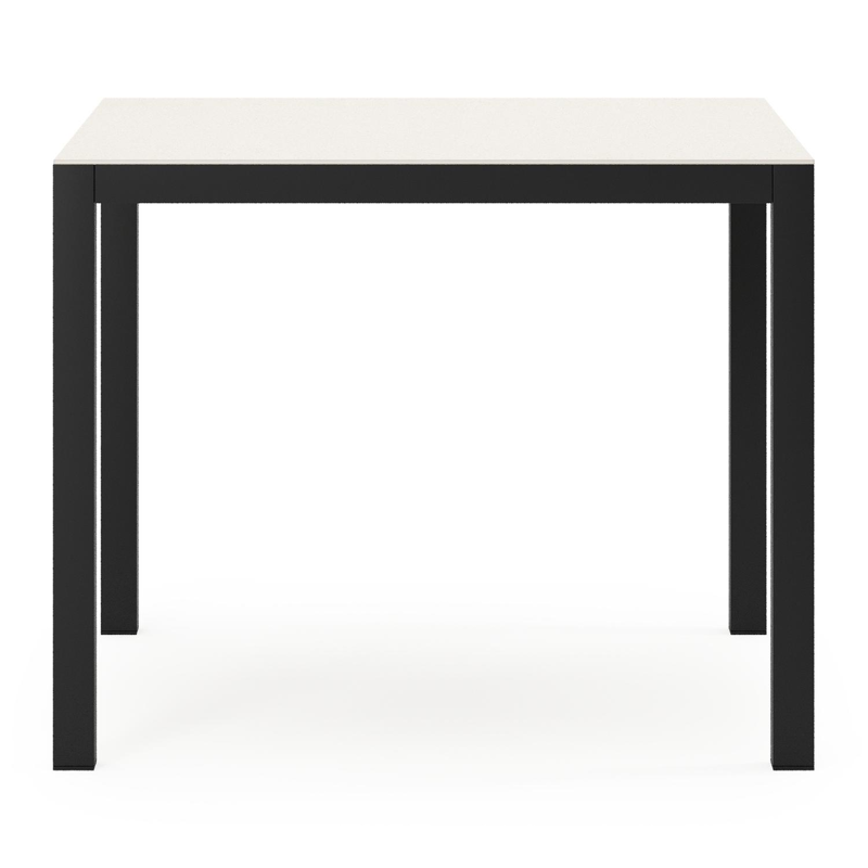 Feltro tuintafel vierkant in zwart aluminium en sintered stone crema minerale - L 92 x B 92 x H 74 cm