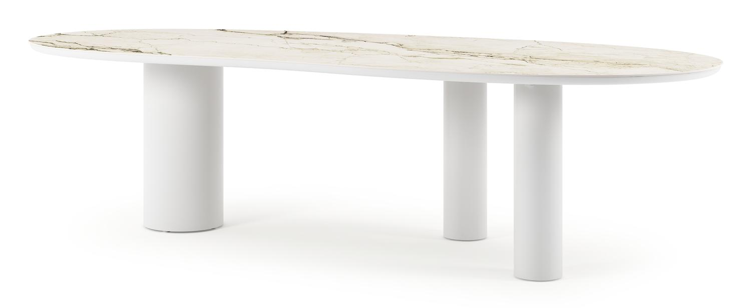 Organo tuintafel organisch in wit aluminium en volkeramiek Colorado Dunes L 280 x B 120 x H 74 cm