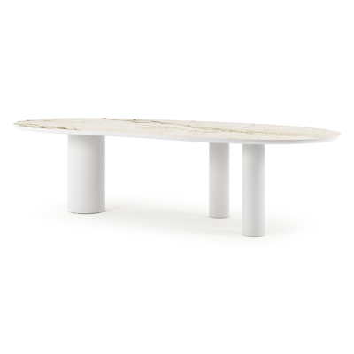 Organo tuintafel organisch in wit aluminium en volkeramiek Colorado Dunes L 280 x B 120 x H 74 cm x H 74 cm