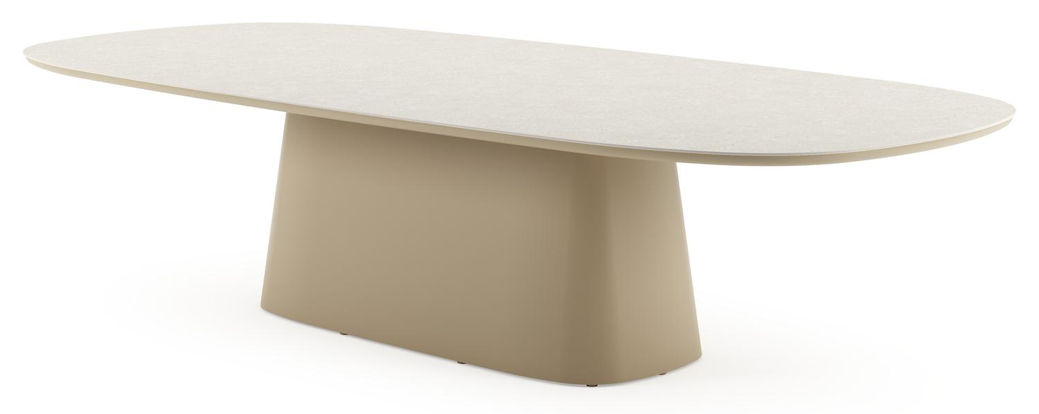 Amico tuintafel bombo xl in beige aluminium en volkeramiek Shilin - L 320 x B 148 x H 73.5 cm