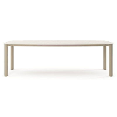 Orso tuintafel bootvorm in beige aluminium en volkeramiek Shilin - L 255 x B 115 x H 74.5 cm