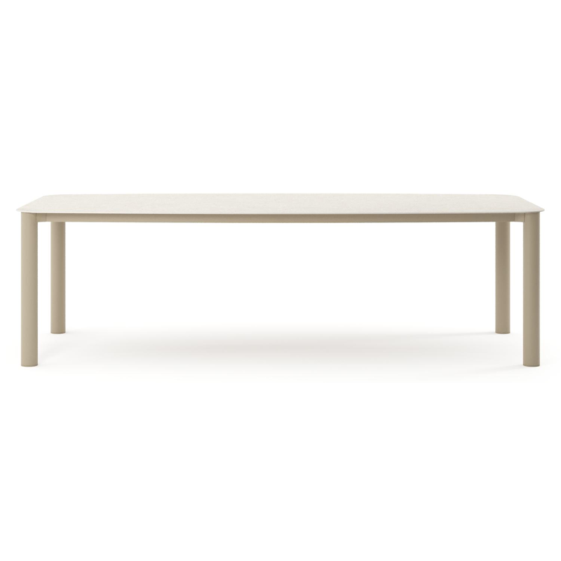 Orso tuintafel bootvorm in beige aluminium en volkeramiek Shilin - L 255 x B 115 x H 74.5 cm