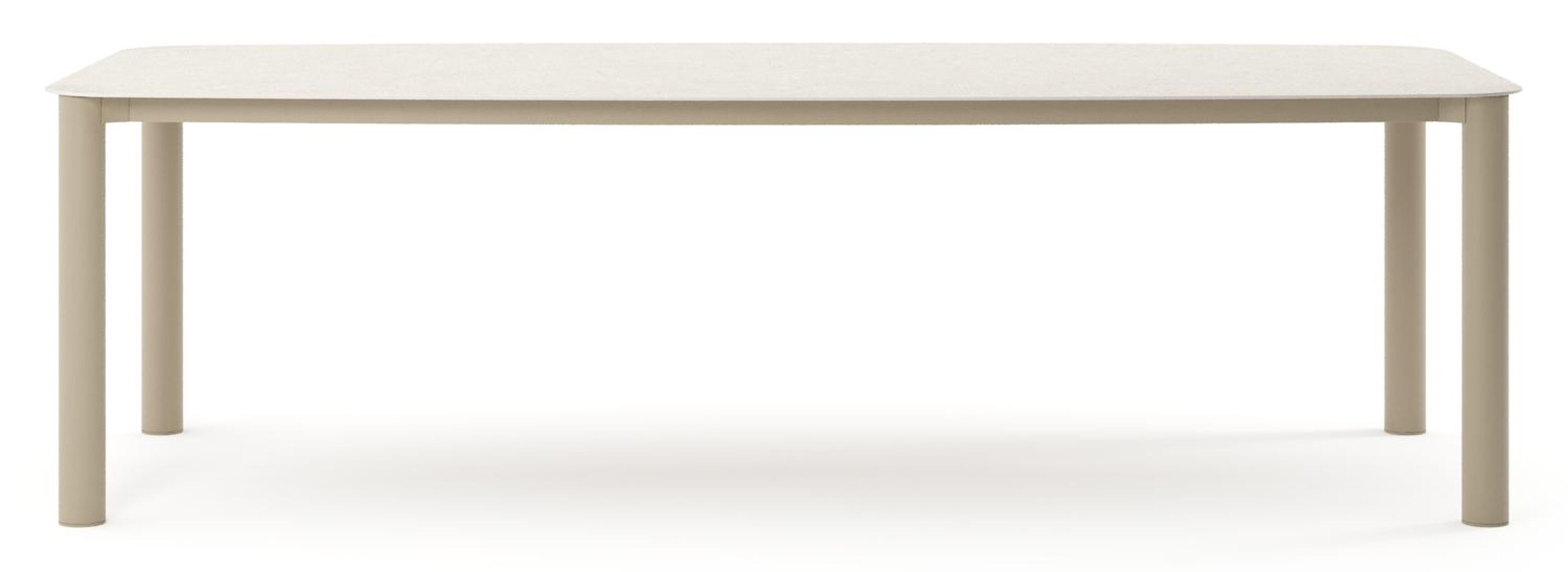 Orso tuintafel bootvorm in beige aluminium en volkeramiek Shilin - L 255 x B 115 x H 74.5 cm