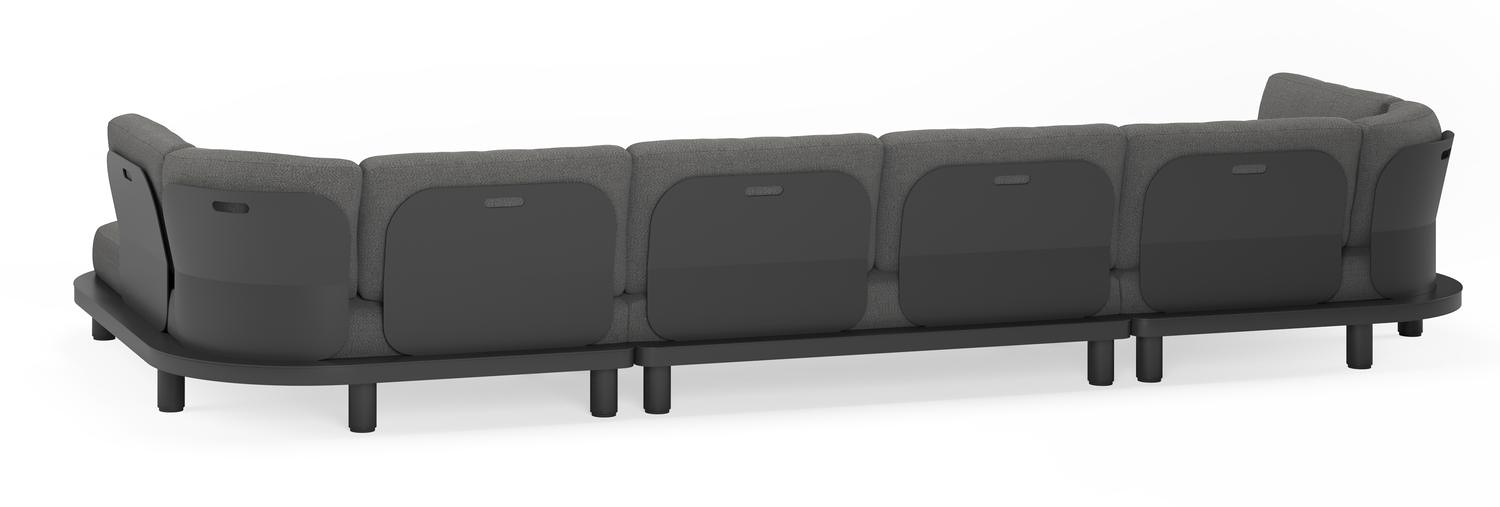 Donato loungehoek in zwart aluminium en met zori sake all weather sunbrella® luxe kussens