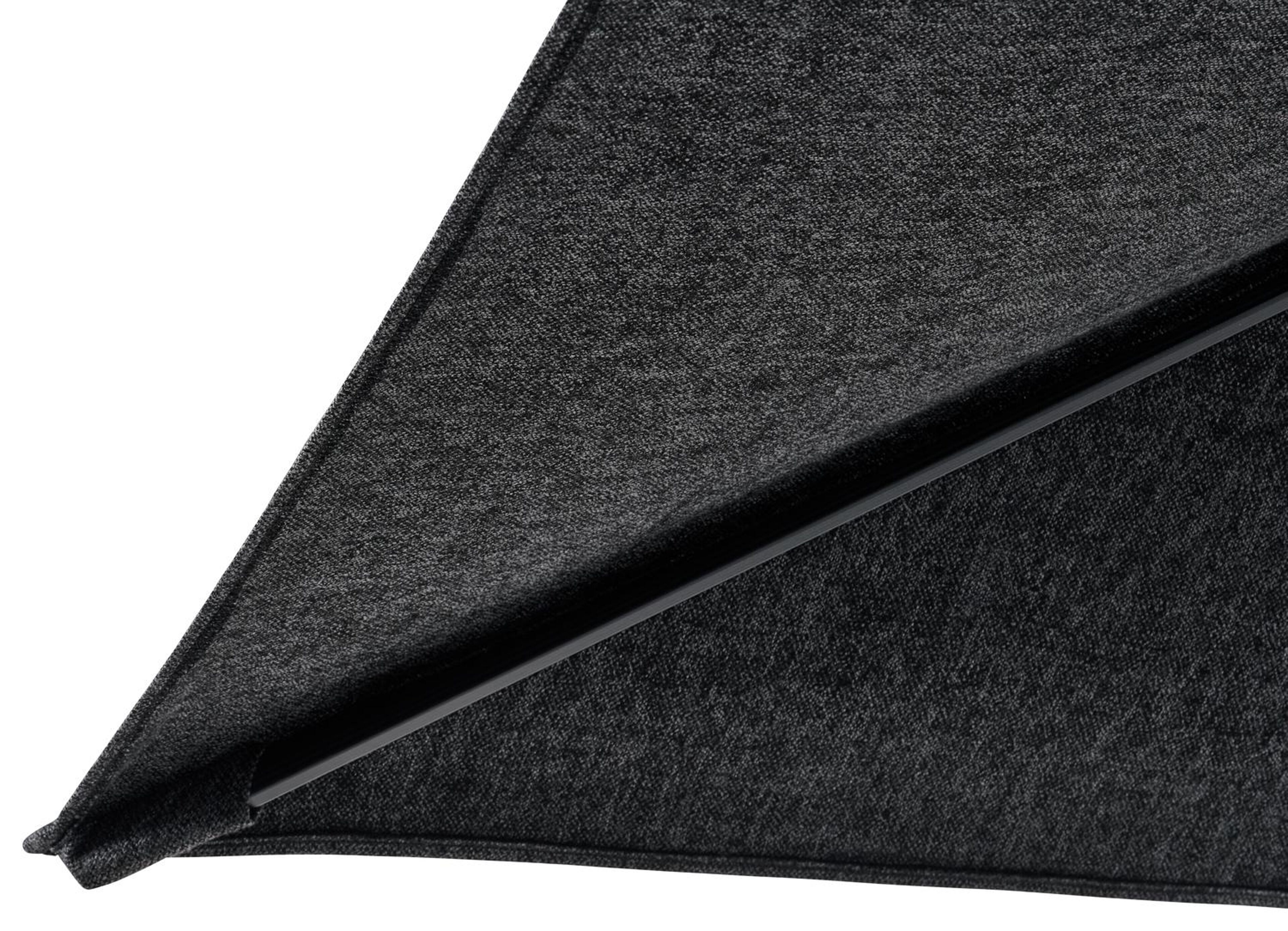 Parasol pendant Rufina en aluminium noir avec toile de parasol en all weather sunbrella® luxe chartres sooty - Larg1 400 x Larg2 300 cm (sans pied de parasol)
