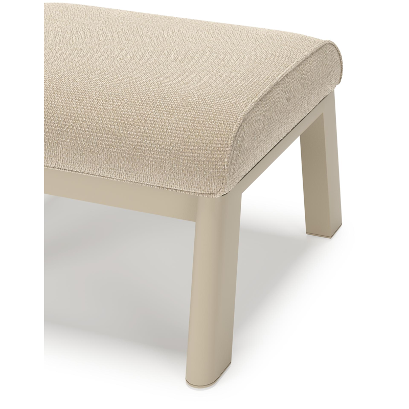 Cirello poef in beige aluminium met althea chalk all weather cosytica kussen