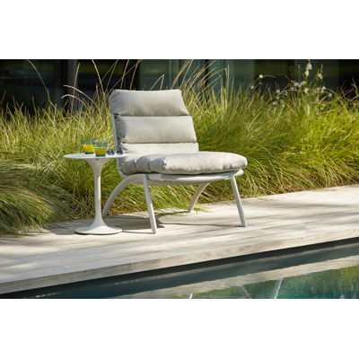 Fauteuil relax Siena en aluminium blanc avec textilène gris