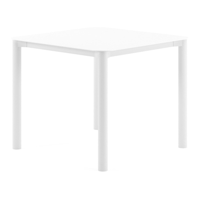 Table de jardin Orso rectangulaire arrondi en aluminium blanc et céramique pleine Arctic White - Lg. 90 x Lrg. 90 x Haut. 74.5 cm