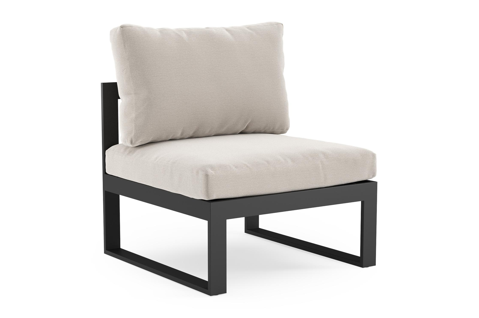 Caldela loungestoel in zwart aluminium met beige kussen